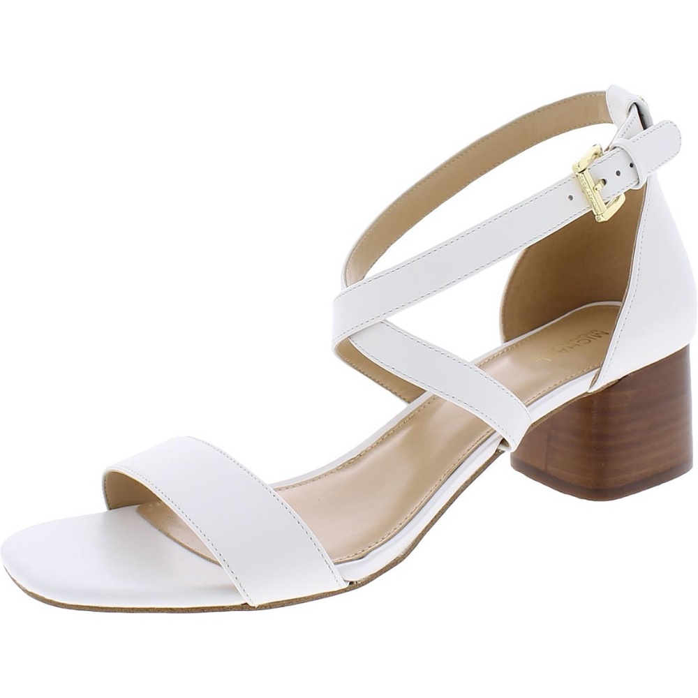 Michael Michael Kors Womens Mid Heel Sandals White Gem